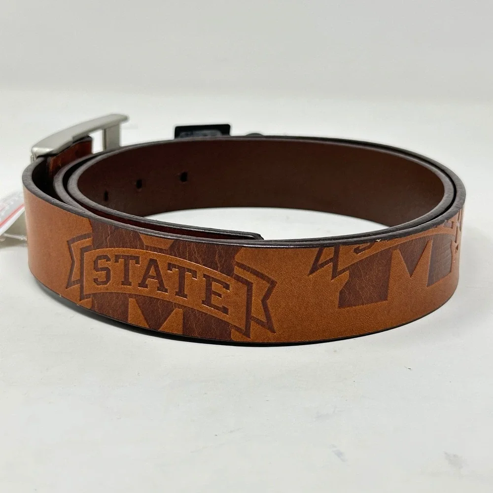 Mississippi State Bulldogs Mens Belt 40 Brown Leather MSU Embossed Logo College